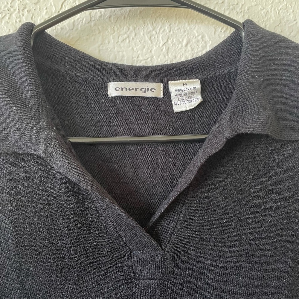 VTG Aughties Black Long Sleeve Knit Polo - M
